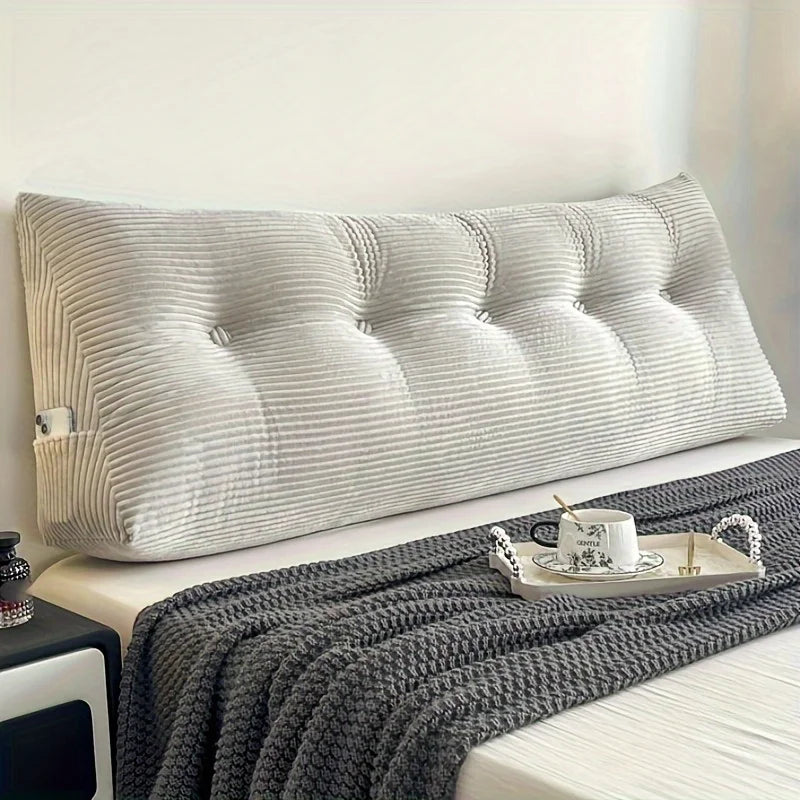 Pillow for Bed Reading, Striped Back Rest Cushion with Zipper, Lumbar Support Pillow for Sofa Sitting, Washable Headboard Pillow