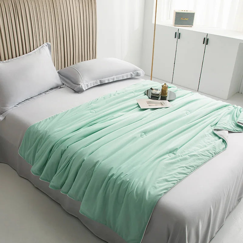 Cooling Blanket for Bed Silky Air Condition Comforter Lightweight Cooled Summer Quilt with Double Side Cold & Cooling Fabric
to make summer nights cooler and better.