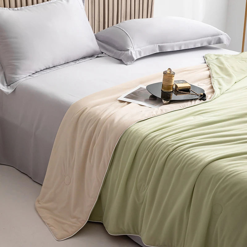 Cooling Blanket for Bed Silky Air Condition Comforter Lightweight Cooled Summer Quilt with Double Side Cold & Cooling Fabric
to make summer nights cooler and better.