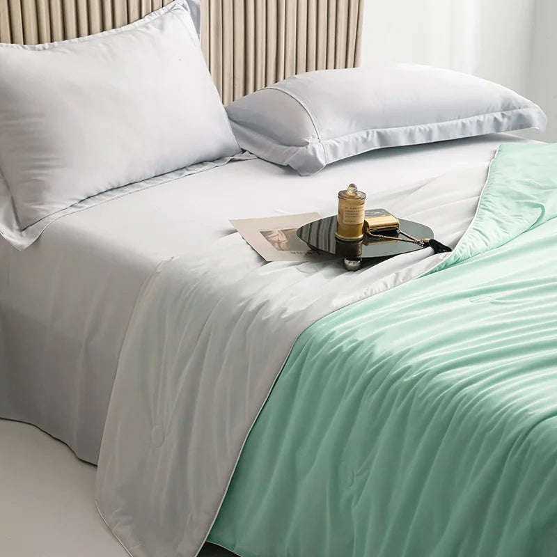 Cooling Blanket for Bed Silky Air Condition Comforter Lightweight Cooled Summer Quilt with Double Side Cold & Cooling Fabric
to make summer nights cooler and better.