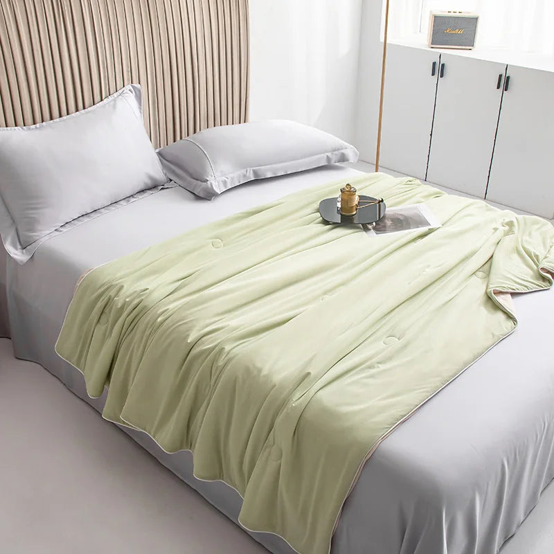 Cooling Blanket for Bed Silky Air Condition Comforter Lightweight Cooled Summer Quilt with Double Side Cold & Cooling Fabric
to make summer nights cooler and better.