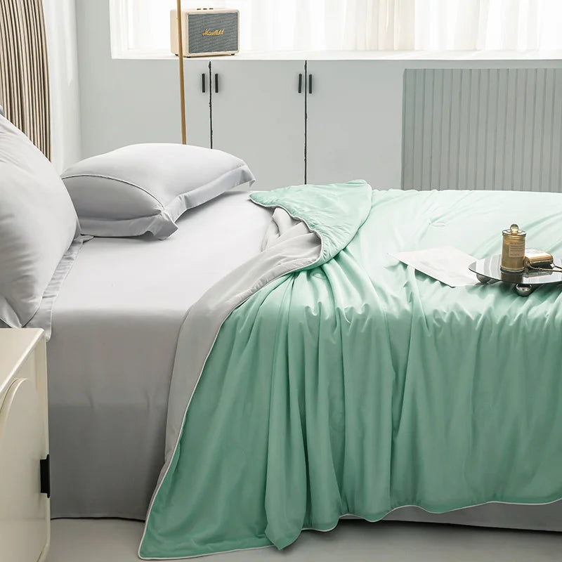 Cooling Blanket for Bed Silky Air Condition Comforter Lightweight Cooled Summer Quilt with Double Side Cold & Cooling Fabric
to make summer nights cooler and better.